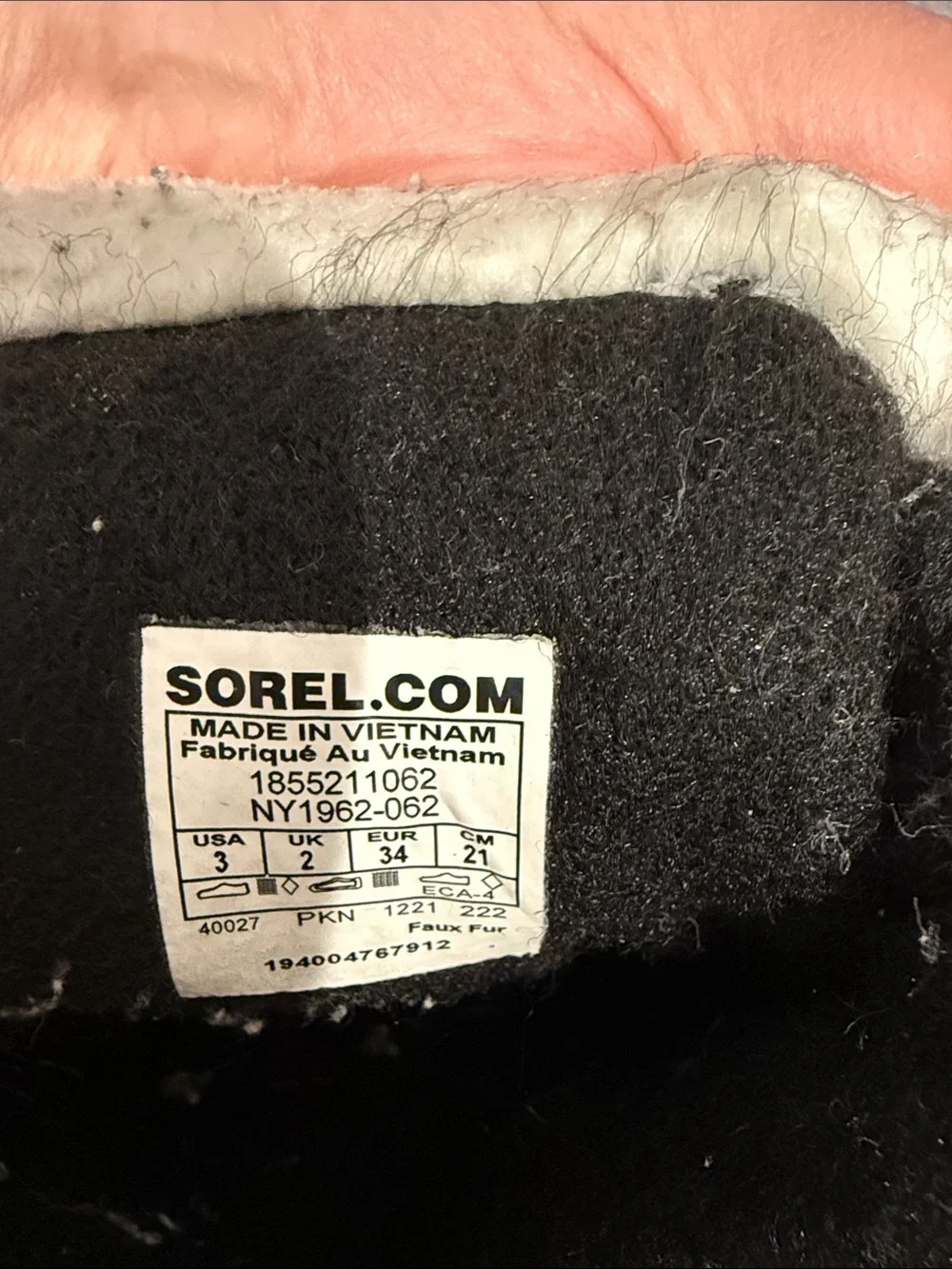 Sorel Kids Nylon Yoot PAC Waterproof Grey Pink Winter Sherpa Duck Boots Size 3